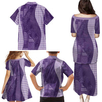 Polynesian Tribal Pattern Patchwork Picturesque Family Matching Puletasi and Hawaiian Shirt Deep Violet LT7 - Polynesian Pride