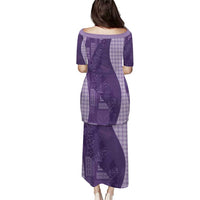Polynesian Tribal Pattern Patchwork Picturesque Family Matching Puletasi and Hawaiian Shirt Deep Violet LT7 - Polynesian Pride