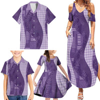 Polynesian Tribal Pattern Patchwork Picturesque Family Matching Summer Maxi Dress and Hawaiian Shirt Deep Violet LT7 - Polynesian Pride