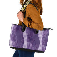 Polynesian Tribal Pattern Patchwork Picturesque Leather Tote Bag Deep Violet LT7 Violet - Polynesian Pride