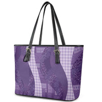 Polynesian Tribal Pattern Patchwork Picturesque Leather Tote Bag Deep Violet LT7 - Polynesian Pride