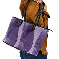 Polynesian Tribal Pattern Patchwork Picturesque Leather Tote Bag Deep Violet LT7 - Polynesian Pride