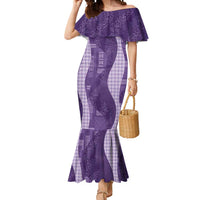 Polynesian Tribal Pattern Patchwork Picturesque Mermaid Dress Deep Violet LT7 Women Violet - Polynesian Pride