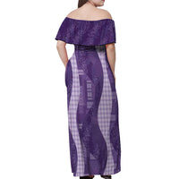Polynesian Tribal Pattern Patchwork Picturesque Off Shoulder Maxi Dress Deep Violet LT7 - Polynesian Pride