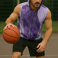 Polynesian Tribal Pattern Patchwork Picturesque Sleeveless Zip Hoodie Deep Violet LT7 - Polynesian Pride