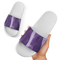 Polynesian Tribal Pattern Patchwork Picturesque Slide Sandals Deep Violet LT7 - Polynesian Pride