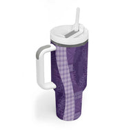 Polynesian Tribal Pattern Patchwork Picturesque Tumbler With Handle Deep Violet LT7 - Polynesian Pride