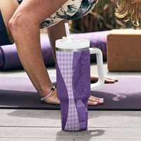 Polynesian Tribal Pattern Patchwork Picturesque Tumbler With Handle Deep Violet LT7 - Polynesian Pride