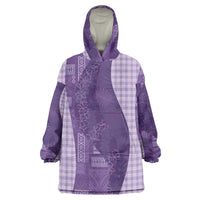 Polynesian Tribal Pattern Patchwork Picturesque Wearable Blanket Hoodie Deep Violet LT7 One Size Violet - Polynesian Pride