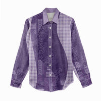 Polynesian Tribal Pattern Patchwork Picturesque Women Casual Shirt Deep Violet LT7 - Polynesian Pride