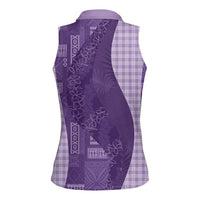Polynesian Tribal Pattern Patchwork Picturesque Women Sleeveless Polo Shirt Deep Violet LT7 - Polynesian Pride