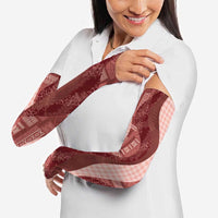 Polynesian Tribal Pattern Patchwork Picturesque Arm Sleeves Crimson LT7 - Polynesian Pride