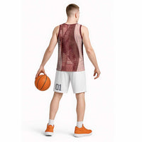 Polynesian Tribal Pattern Patchwork Picturesque Basketball Jersey Crimson LT7 - Polynesian Pride