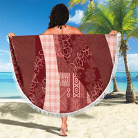 Polynesian Tribal Pattern Patchwork Picturesque Beach Blanket Crimson LT7 - Polynesian Pride