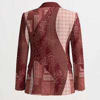 Polynesian Tribal Pattern Patchwork Picturesque Blazer Crimson LT7 - Polynesian Pride
