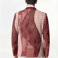 Polynesian Tribal Pattern Patchwork Picturesque Blazer Crimson LT7 - Polynesian Pride
