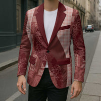 Polynesian Tribal Pattern Patchwork Picturesque Blazer Crimson LT7 - Polynesian Pride