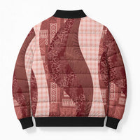 Polynesian Tribal Pattern Patchwork Picturesque Bomber Puffer Jacket Crimson LT7 - Polynesian Pride