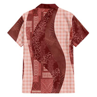 Polynesian Tribal Pattern Patchwork Picturesque Hawaiian Shirt Crimson LT7 - Polynesian Pride
