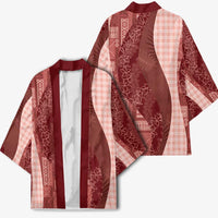 Polynesian Tribal Pattern Patchwork Picturesque Kimono Crimson LT7 - Polynesian Pride