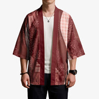 Polynesian Tribal Pattern Patchwork Picturesque Kimono Crimson LT7 - Polynesian Pride