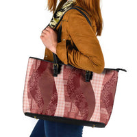 Polynesian Tribal Pattern Patchwork Picturesque Leather Tote Bag Crimson LT7 Crimson - Polynesian Pride