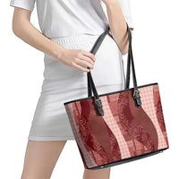 Polynesian Tribal Pattern Patchwork Picturesque Leather Tote Bag Crimson LT7 - Polynesian Pride
