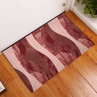 Polynesian Tribal Pattern Patchwork Picturesque Rubber Doormat Crimson LT7 - Polynesian Pride