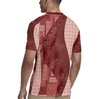Polynesian Tribal Pattern Patchwork Picturesque Rugby Jersey Crimson LT7 - Polynesian Pride