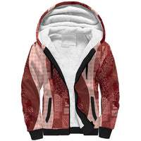 Polynesian Tribal Pattern Patchwork Picturesque Sherpa Hoodie Crimson LT7 Unisex Crimson - Polynesian Pride