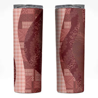 Polynesian Tribal Pattern Patchwork Picturesque Skinny Tumbler Crimson LT7 Crimson - Polynesian Pride