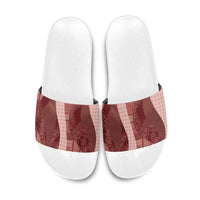 Polynesian Tribal Pattern Patchwork Picturesque Slide Sandals Crimson LT7 Crimson - Polynesian Pride