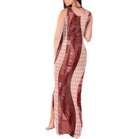 Polynesian Tribal Pattern Patchwork Picturesque Tank Maxi Dress Crimson LT7 - Polynesian Pride