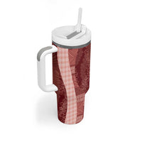 Polynesian Tribal Pattern Patchwork Picturesque Tumbler With Handle Crimson LT7 - Polynesian Pride