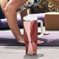 Polynesian Tribal Pattern Patchwork Picturesque Tumbler With Handle Crimson LT7 - Polynesian Pride