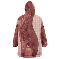 Polynesian Tribal Pattern Patchwork Picturesque Wearable Blanket Hoodie Crimson LT7 - Polynesian Pride