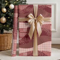 Polynesian Tribal Pattern Patchwork Picturesque Wrapping Paper Crimson LT7 - Polynesian Pride
