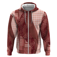 Polynesian Tribal Pattern Patchwork Picturesque Zip Hoodie Crimson LT7 Zip Hoodie Crimson - Polynesian Pride