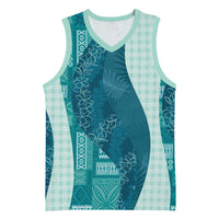 Polynesian Tribal Pattern Patchwork Picturesque Basketball Jersey Oceanic LT7 Unisex Blue - Polynesian Pride