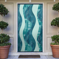 Polynesian Tribal Pattern Patchwork Picturesque Door Cover Oceanic LT7 Blue - Polynesian Pride
