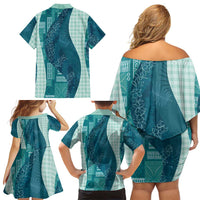 Polynesian Tribal Pattern Patchwork Picturesque Family Matching Off Shoulder Short Dress and Hawaiian Shirt Oceanic LT7 - Polynesian Pride