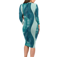 Polynesian Tribal Pattern Patchwork Picturesque Long Sleeve Bodycon Dress Oceanic LT7 - Polynesian Pride