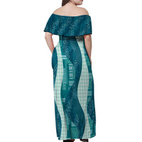 Polynesian Tribal Pattern Patchwork Picturesque Off Shoulder Maxi Dress Oceanic LT7 - Polynesian Pride