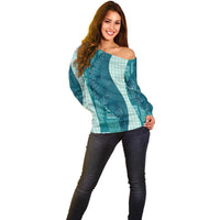 Polynesian Tribal Pattern Patchwork Picturesque Off Shoulder Sweater Oceanic LT7 - Polynesian Pride