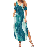 Polynesian Tribal Pattern Patchwork Picturesque Summer Maxi Dress Oceanic LT7 Women Blue - Polynesian Pride