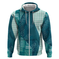 Polynesian Tribal Pattern Patchwork Picturesque Zip Hoodie Oceanic LT7 Zip Hoodie Blue - Polynesian Pride