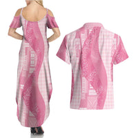 Polynesian Tribal Pattern Patchwork Picturesque Couples Matching Summer Maxi Dress and Hawaiian Shirt Rose Pink LT7 - Polynesian Pride
