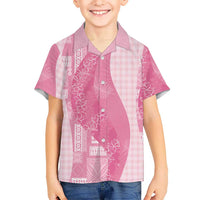 Polynesian Tribal Pattern Patchwork Picturesque Family Matching Off Shoulder Short Dress and Hawaiian Shirt Rose Pink LT7 Son's Shirt Rose Pink - Polynesian Pride