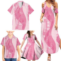 Polynesian Tribal Pattern Patchwork Picturesque Family Matching Summer Maxi Dress and Hawaiian Shirt Rose Pink LT7 - Polynesian Pride