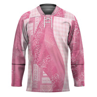 Polynesian Tribal Pattern Patchwork Picturesque Hockey Jersey Rose Pink LT7 Unisex Rose Pink - Polynesian Pride